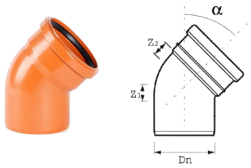Отвод ПВХ для наружной канализации