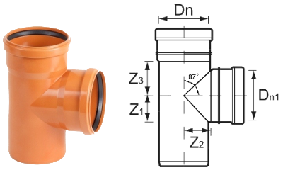 Тройник ПВХ 87° для наружной канализации