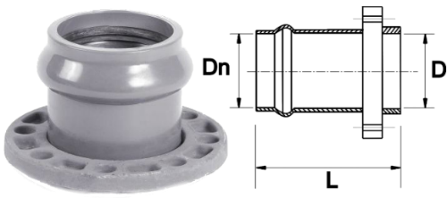 Патрубок ПВХ раструбный с металлическим фланцем