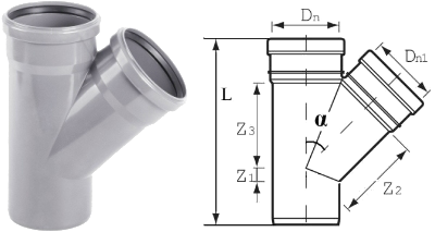 Тройник ПВХ для внутренней канализации